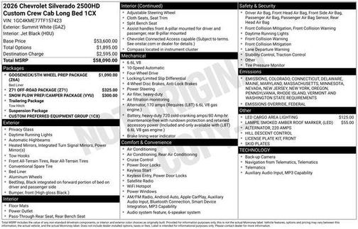 2026 Chevrolet Silverado 2500 Custom