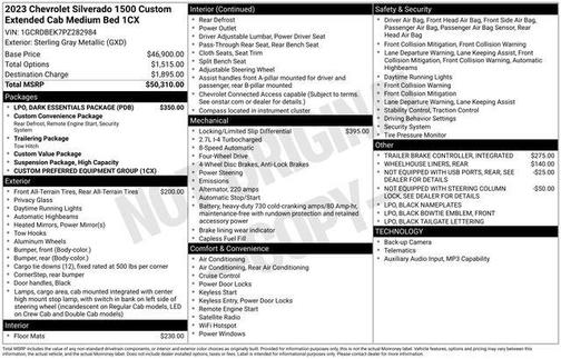 Sterling Gray Metallic 2023 Chevrolet Silverado 1500 Custom