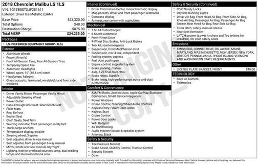 2018 Chevrolet Malibu 1LS