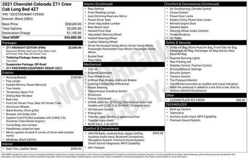 Black 2021 Chevrolet Colorado Z71