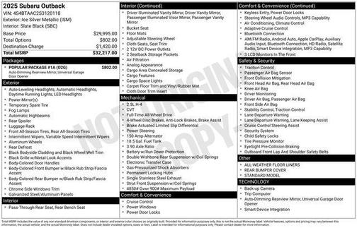 Ice Silver Metallic 2025 Subaru Outback Base