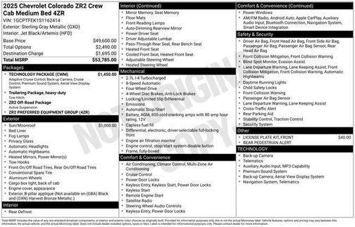 Sterling Gray Metallic 2025 Chevrolet Colorado ZR2