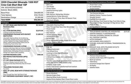 Black 2020 Chevrolet Silverado 1500 RST