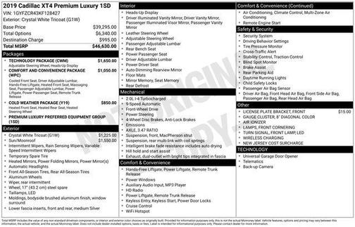 Crystal White Tricoat 2019 Cadillac XT4 Premium Luxury