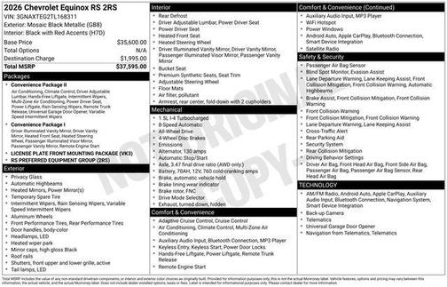 Mosaic Black Metallic 2026 Chevrolet Equinox AWD RS