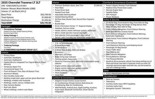Mosaic Black Metallic 2025 Chevrolet Traverse LT