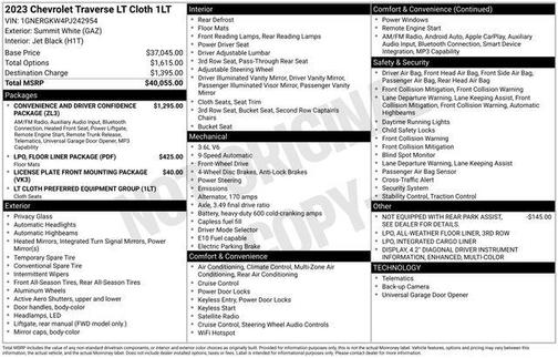 Summit White 2023 Chevrolet Traverse LT Cloth
