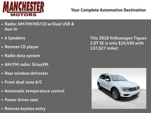 Pure White 2018 Volkswagen Tiguan 2.0T SE 4MOTION