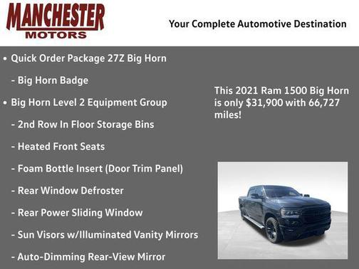 Diamond Black Crystal Pearlcoat 2021 RAM 1500 Big Horn/Lone Star