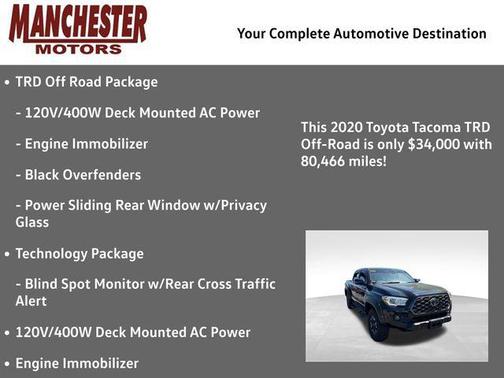 Midnight Black Metallic 2020 Toyota Tacoma TRD Off Road