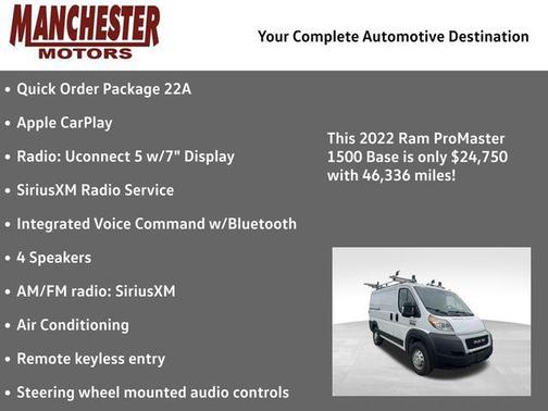 Bright White Clearcoat 2022 RAM ProMaster 1500 Low Roof