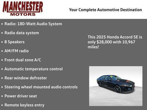 Crystal Black Pearl 2025 Honda Accord SE