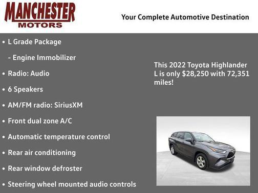Magnetic Gray Metallic 2022 Toyota Highlander L