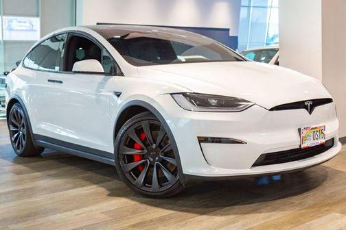 Pearl White Multi 2023 Tesla Model X Plaid