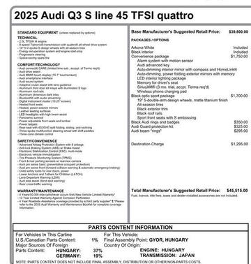 2025 Audi Q3 Premium 45 TFSI S line quattro Tiptronic