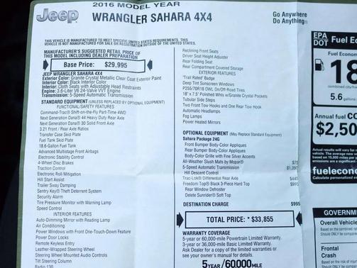 2016 Jeep Wrangler Sahara