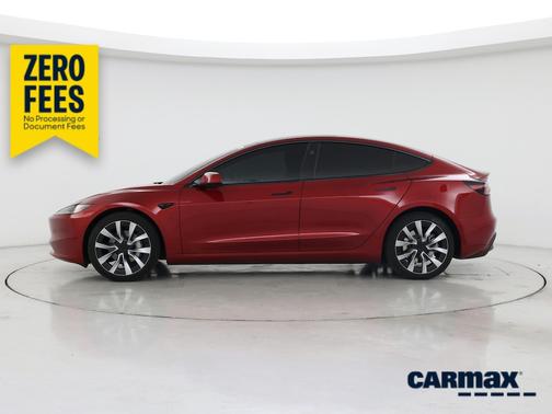 Red 2025 Tesla Model 3 Long Range