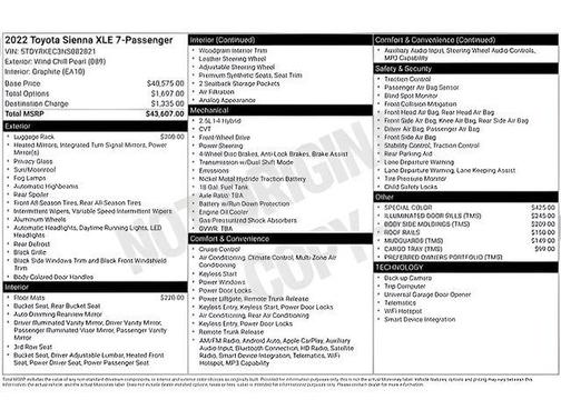 Wind Chill Pearl 2022 Toyota Sienna XLE