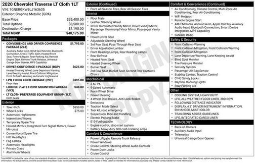 Graphite Metallic 2020 Chevrolet Traverse LT Cloth