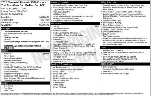 2026 Chevrolet Silverado 1500 Custom Trail Boss