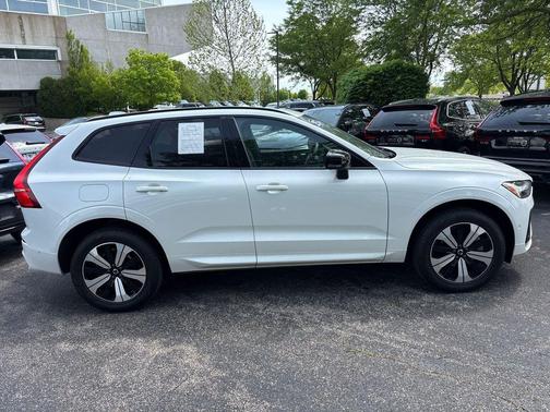 Crystal White Metallic 2025 Volvo XC60 Plug-In Hybrid Plus, T8 AWD Electric/Gasoline, Dark