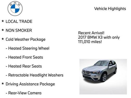 Glacier Silver Metallic 2017 BMW X3 xDrive28i