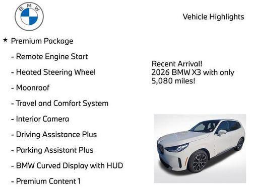 Alpine White 2026 BMW X3 30 xDrive
