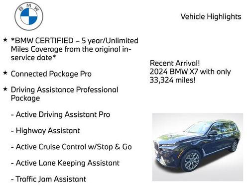 Black Sapphire Metallic 2024 BMW X7 xDrive40i