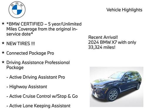 Black Sapphire Metallic 2024 BMW X7 xDrive40i