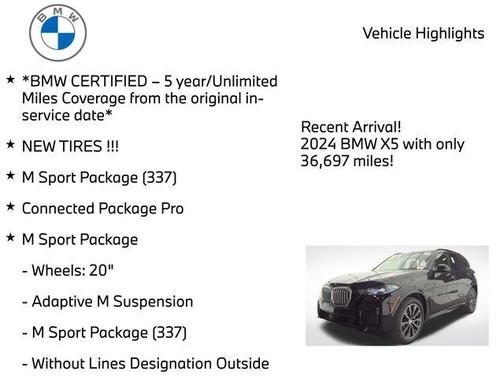 Black Sapphire Metallic 2024 BMW X5 xDrive40i
