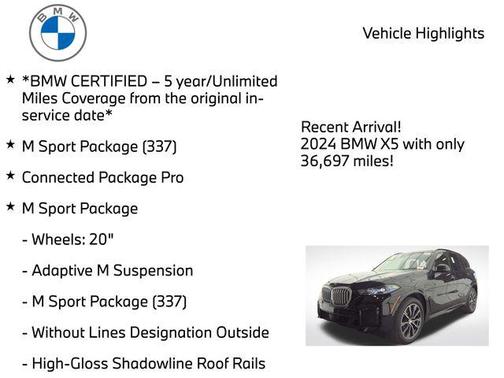 Black Sapphire Metallic 2024 BMW X5 xDrive40i