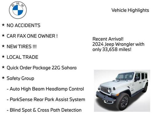 Bright White Clearcoat 2024 Jeep Wrangler 4-Door Sahara 4x4