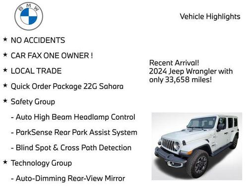 Bright White Clearcoat 2024 Jeep Wrangler 4-Door Sahara 4x4