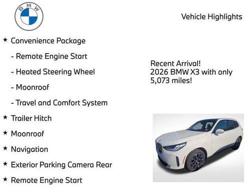 Alpine White 2026 BMW X3 30 xDrive