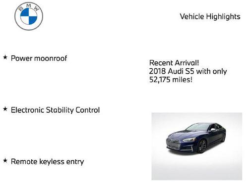 Navarra Blue Metallic 2018 Audi S5 3.0T Premium Plus