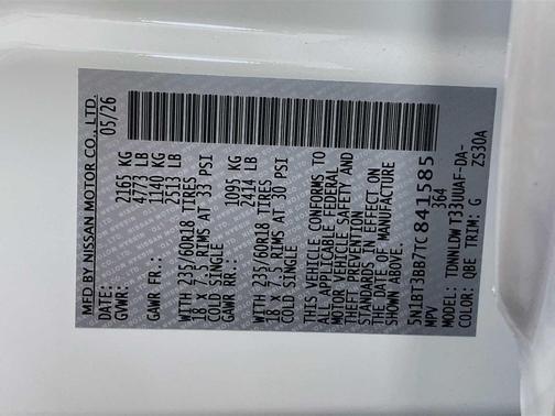 Everest White Pearl Tricoat 2026 Nissan Rogue SV