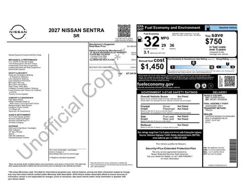 Black 2027 Nissan Sentra SR