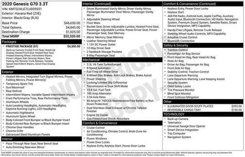 2020 Genesis G70 3.3T