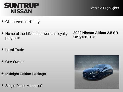 Black 2022 Nissan Altima 2.5 SR