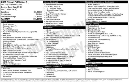 Super Black 2025 Nissan Pathfinder S