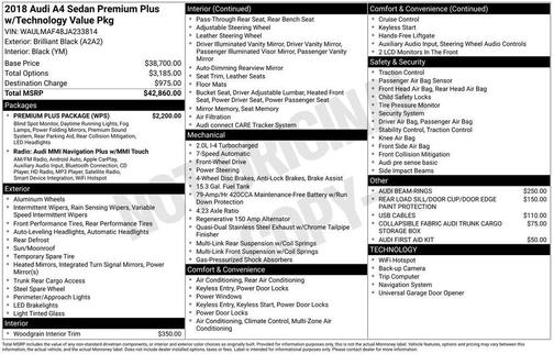 2018 Audi A4 2.0T Tech ultra Premium