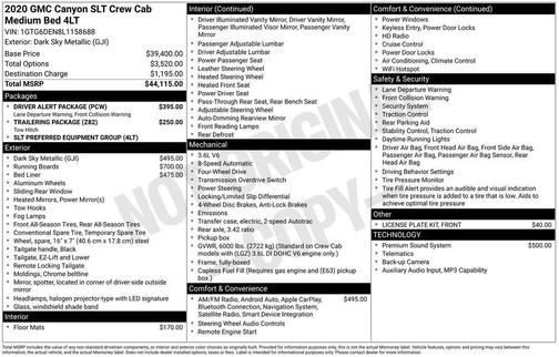 Dark Sky Metallic 2020 GMC Canyon SLT
