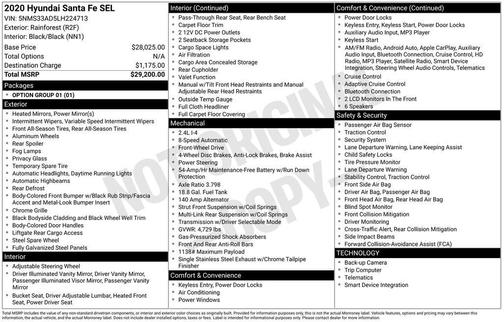 2020 Hyundai SANTA FE 2.4 SEL