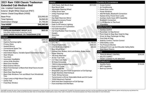 Bright White Clearcoat 2021 RAM 1500 Classic Tradesman