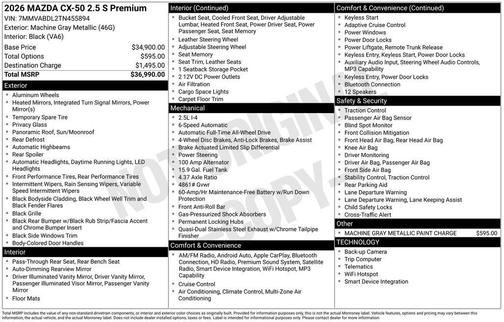 Machine Gray Metallic 2026 Mazda CX-50 Premium