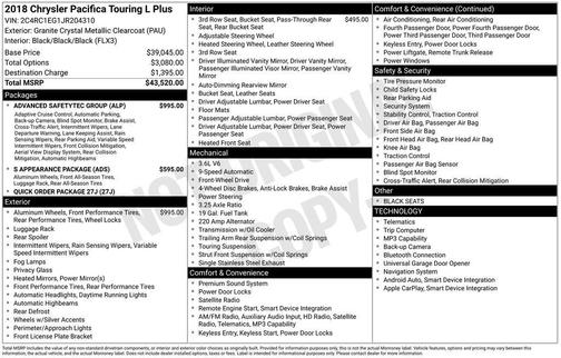 2018 Chrysler Pacifica Touring-L Plus