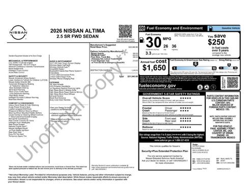 Pearl White 2026 Nissan Altima SR