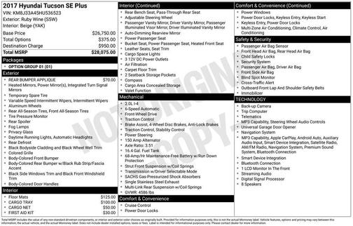 Ruby Wine 2017 Hyundai TUCSON SE Plus