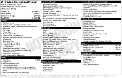 2019 Subaru Crosstrek 2.0i Premium