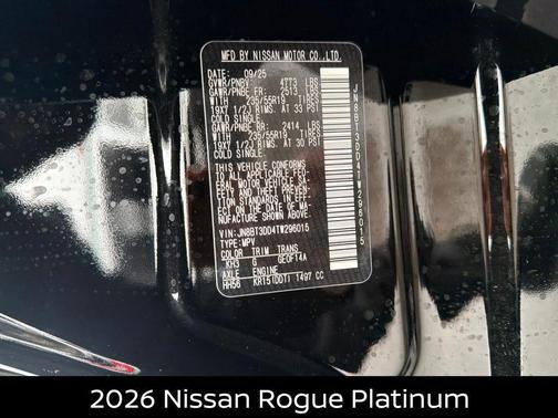 Black 2026 Nissan Rogue Platinum